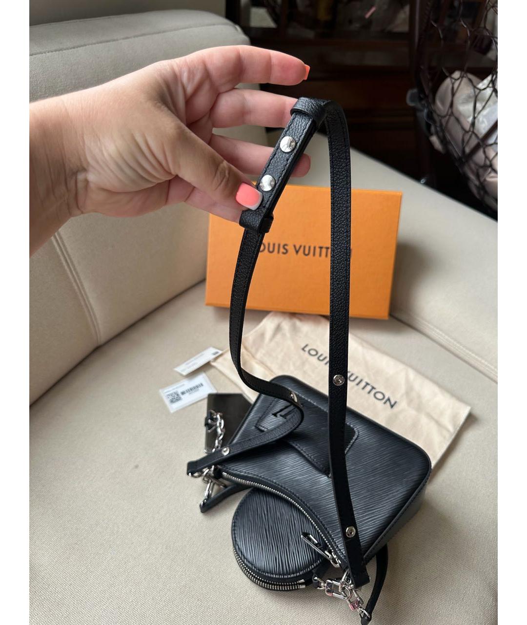 LOUIS VUITTON Черная кожаная сумка через плечо, фото 7