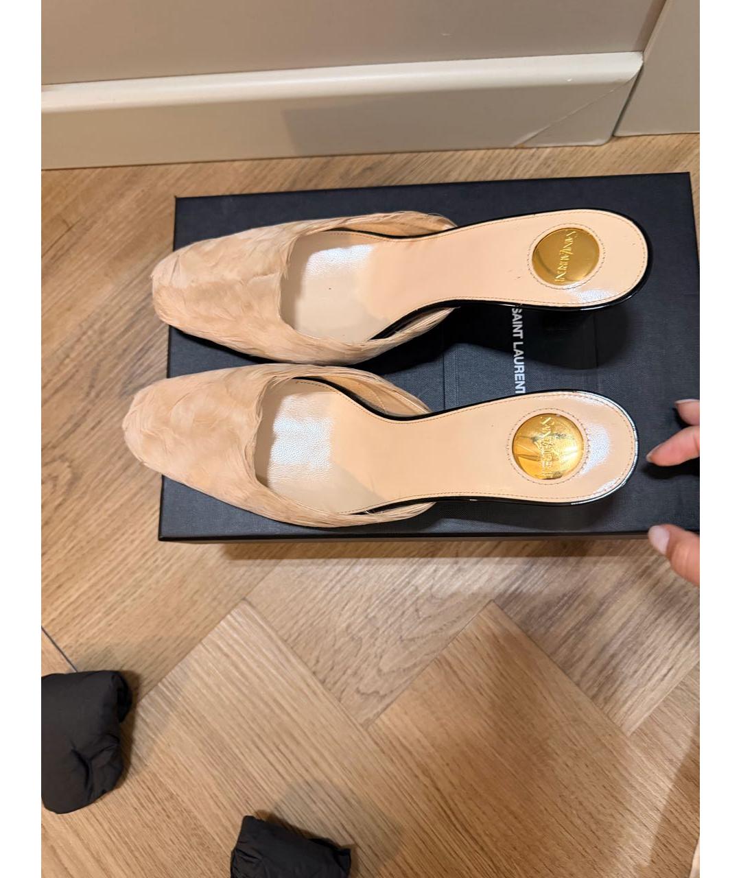 SAINT LAURENT Розовые мюли, фото 3