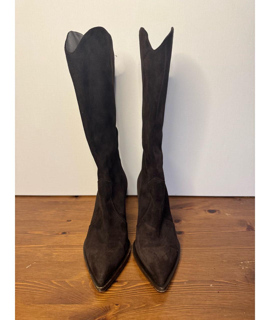 SERGIO ROSSI Коричневые замшевые сапоги, фото 2