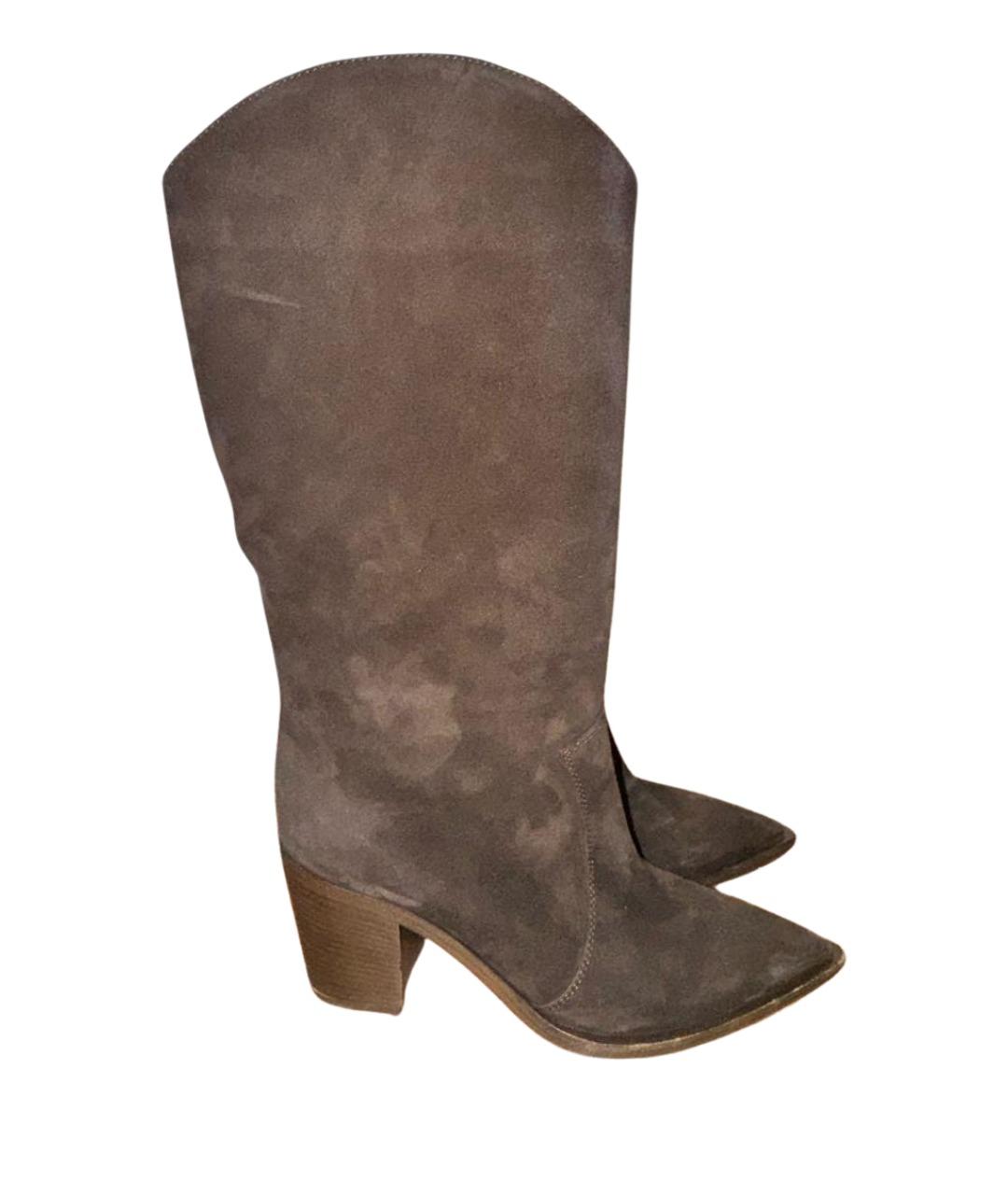 SERGIO ROSSI Коричневые замшевые сапоги, фото 1