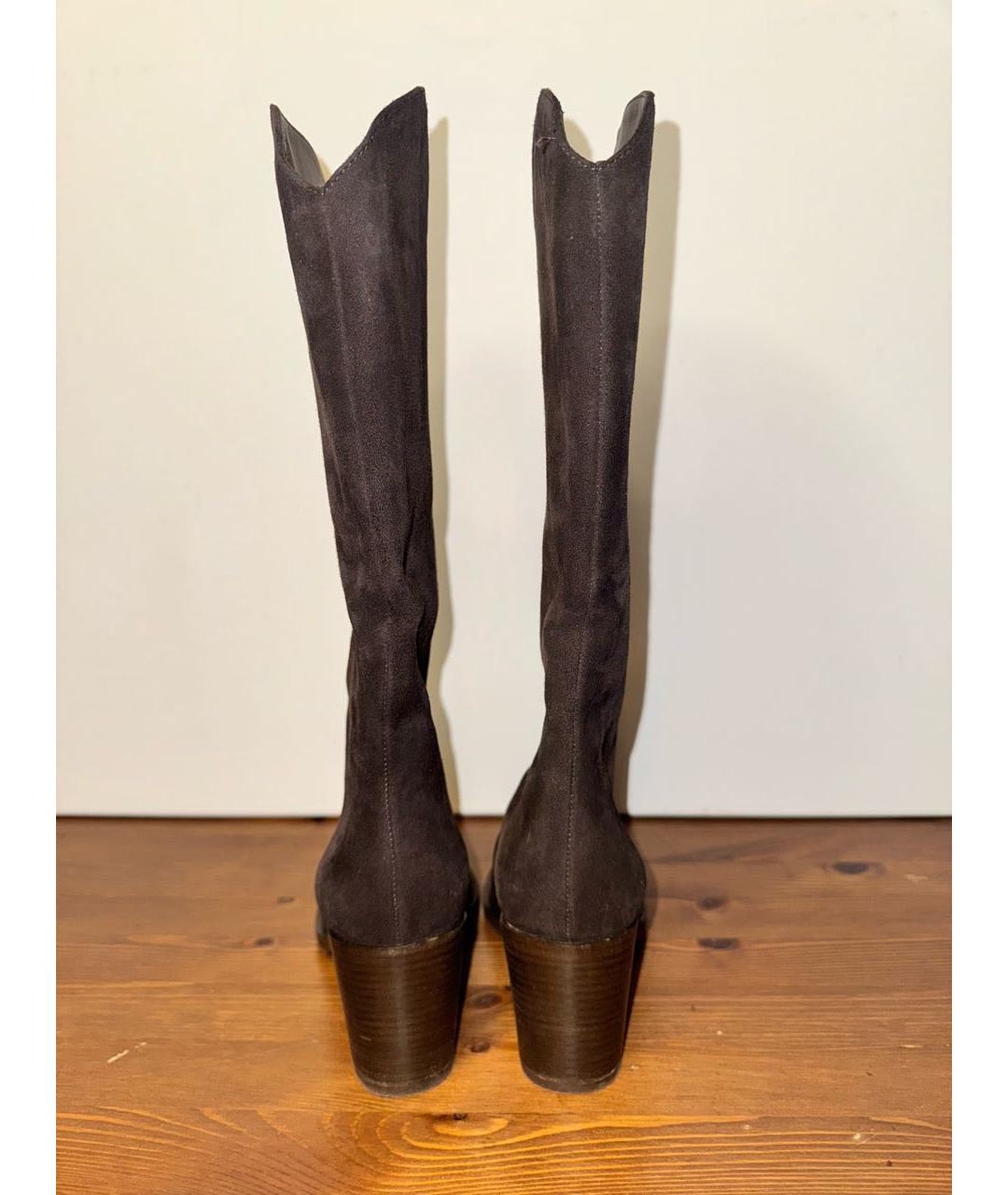 SERGIO ROSSI Коричневые замшевые сапоги, фото 4