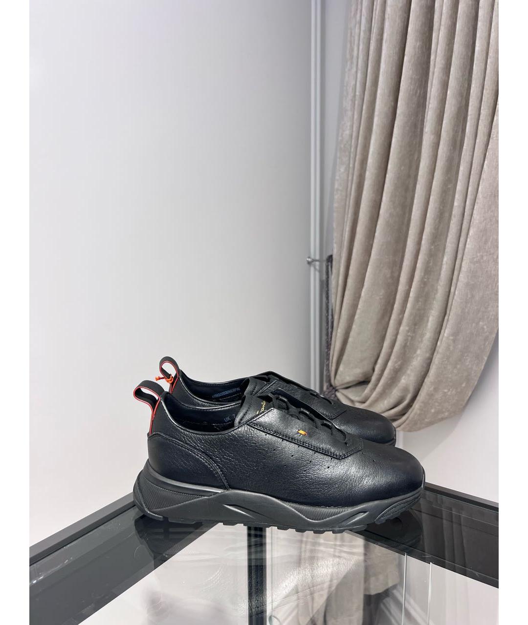 SANTONI Черные кожаные низкие кроссовки / кеды, фото 3