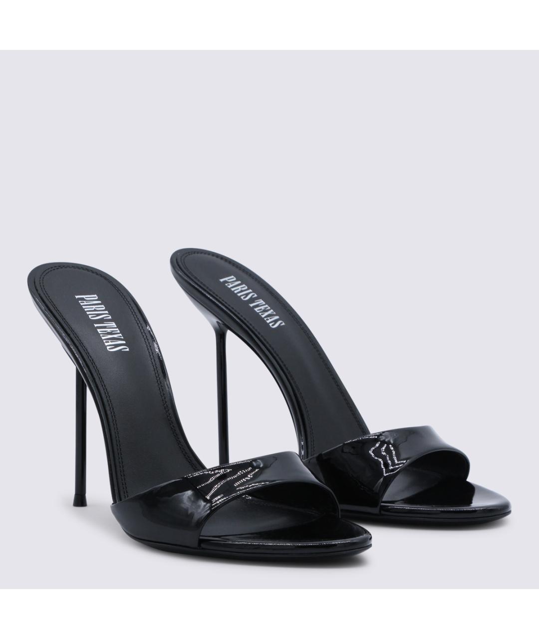 PARIS TEXAS Черные кожаные босоножки, фото 2