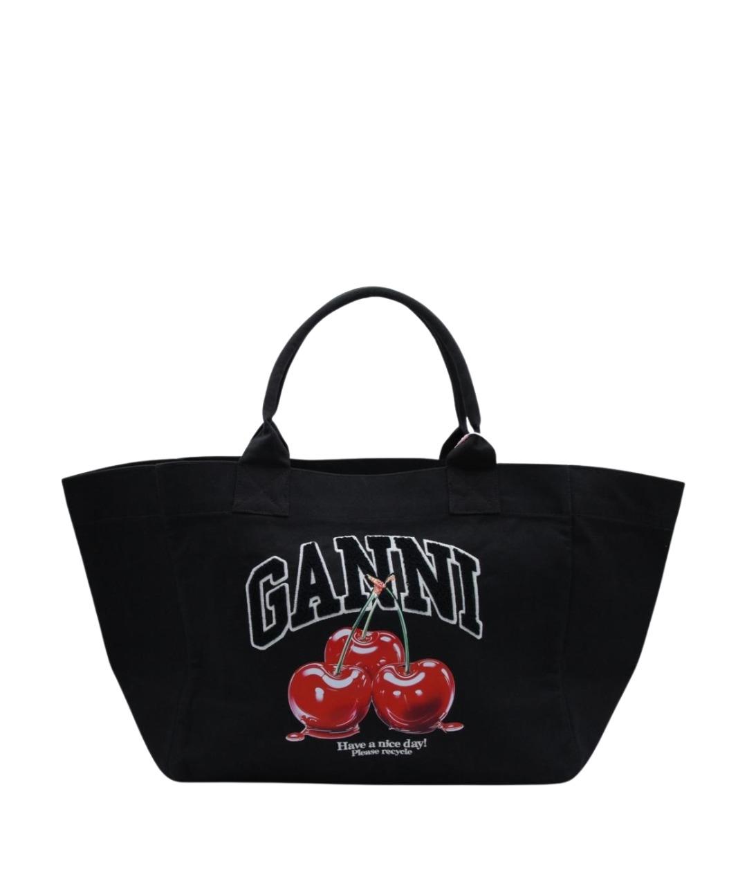 GANNI Черная тканевая сумка тоут, фото 1