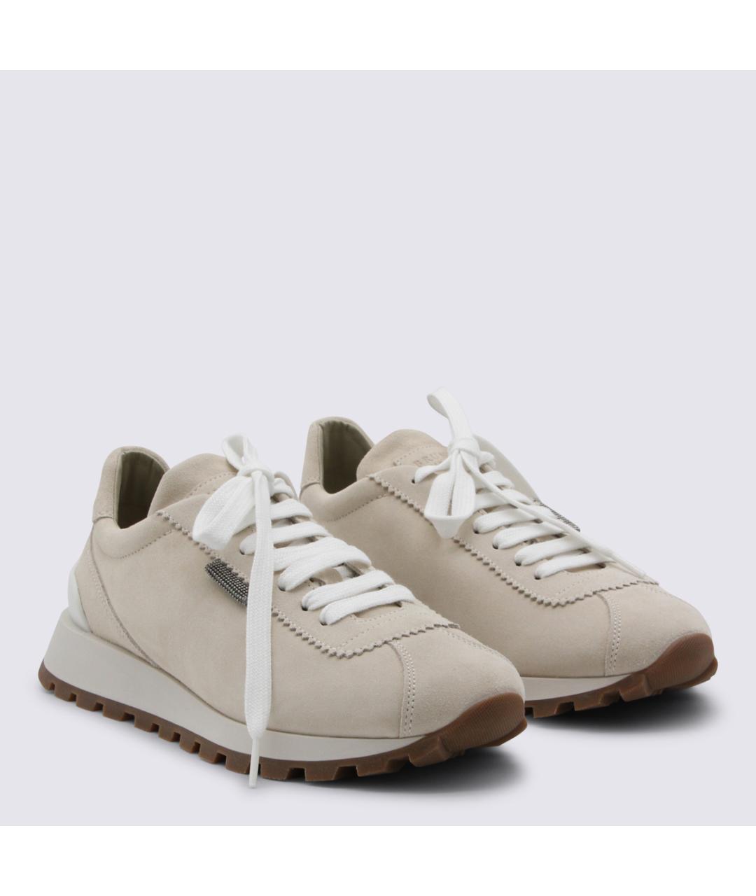 BRUNELLO CUCINELLI Бежевые кожаные кроссовки, фото 2