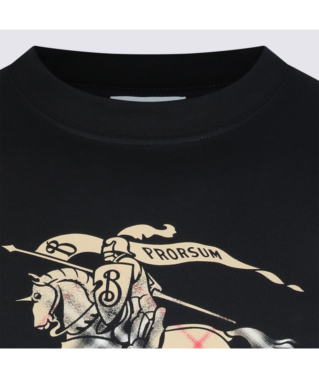 BURBERRY Черная хлопковая футболка, фото 3