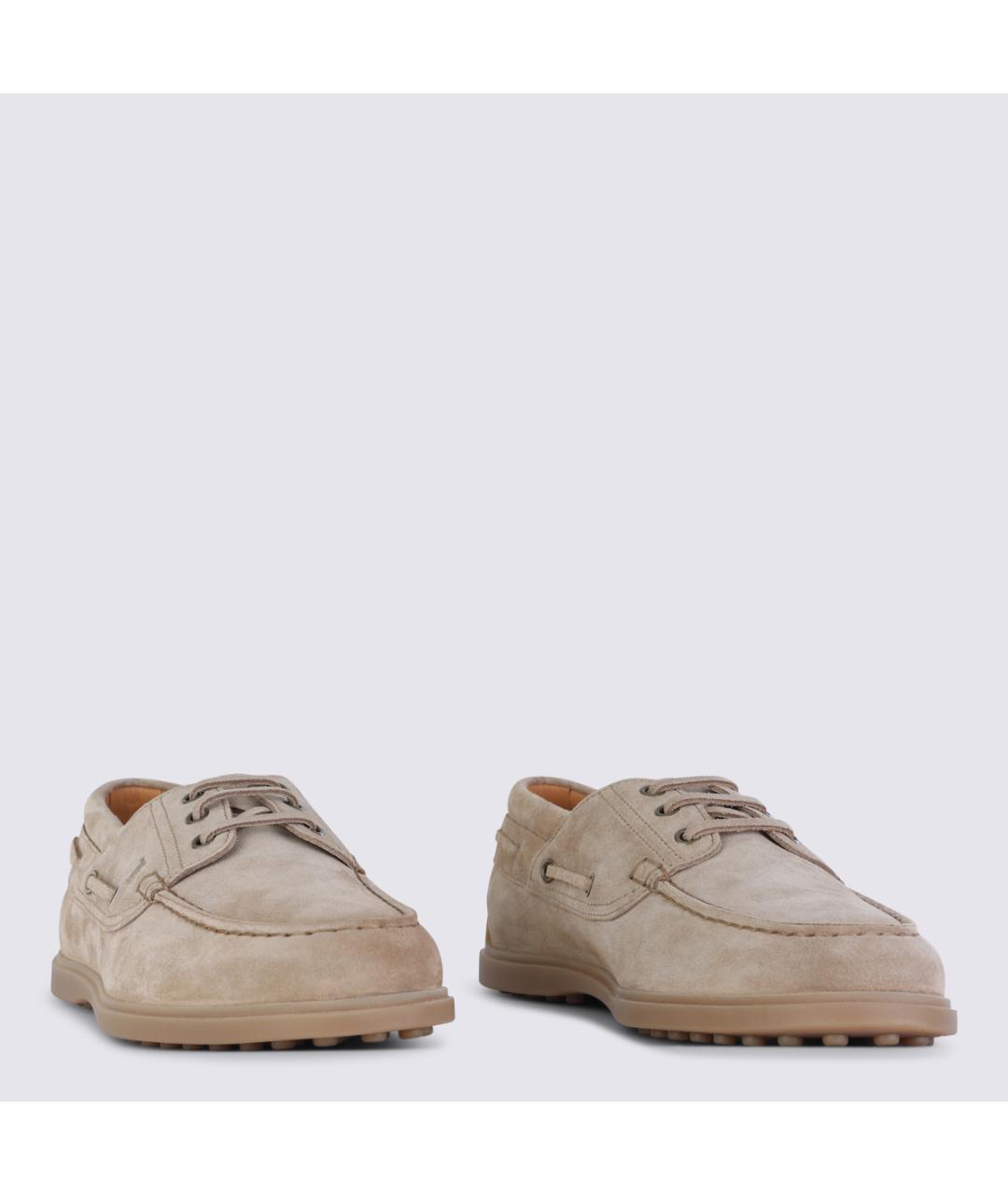 TOD'S Бежевые замшевые низкие ботинки, фото 2