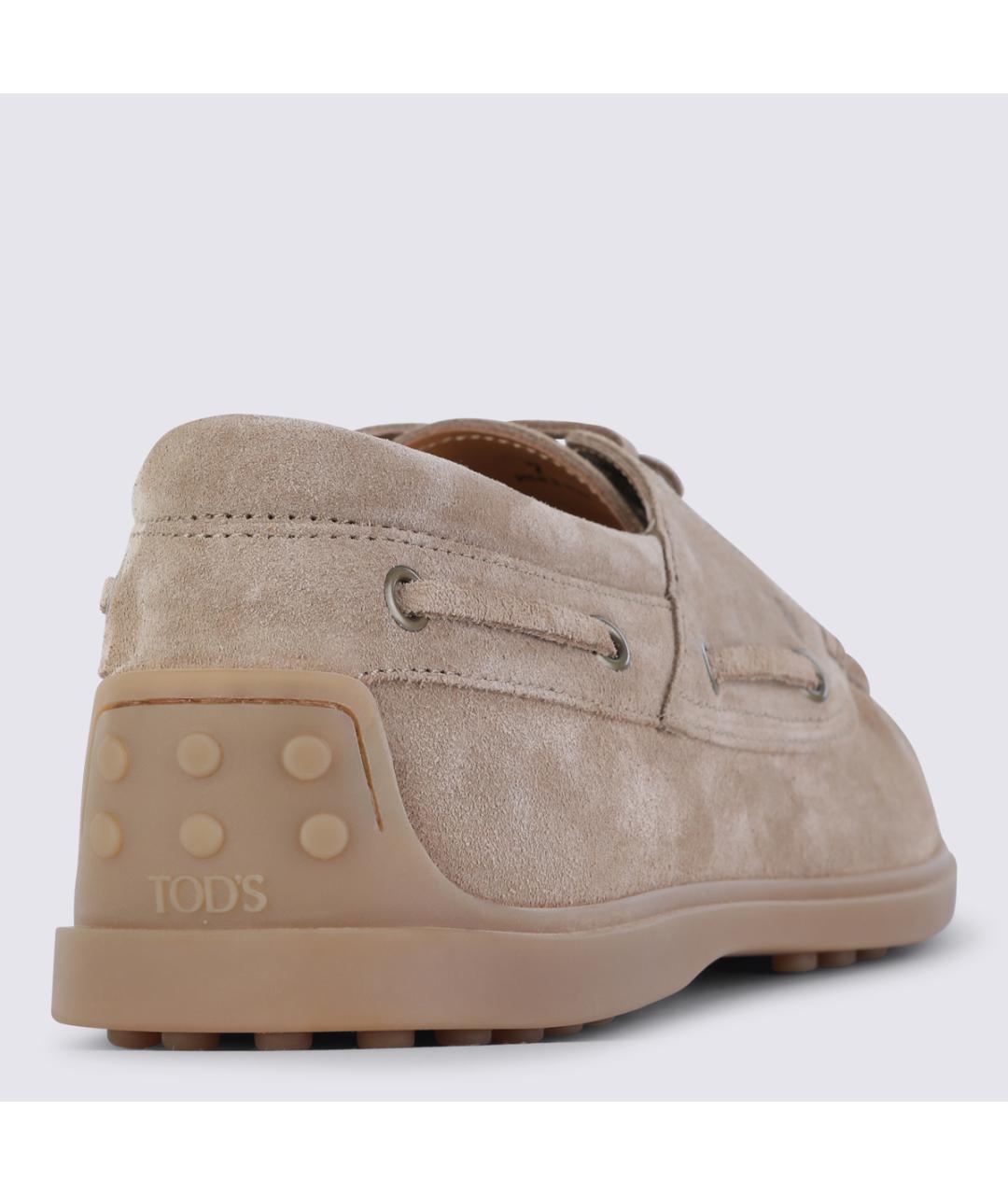 TOD'S Бежевые замшевые низкие ботинки, фото 3