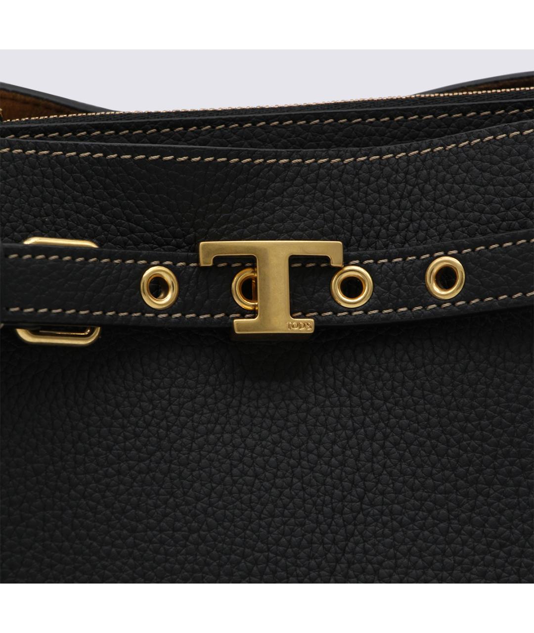 TOD'S Черная кожаная сумка тоут, фото 4
