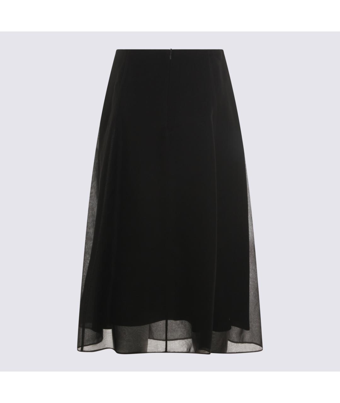BRUNELLO CUCINELLI Черная шелковая юбка миди, фото 2