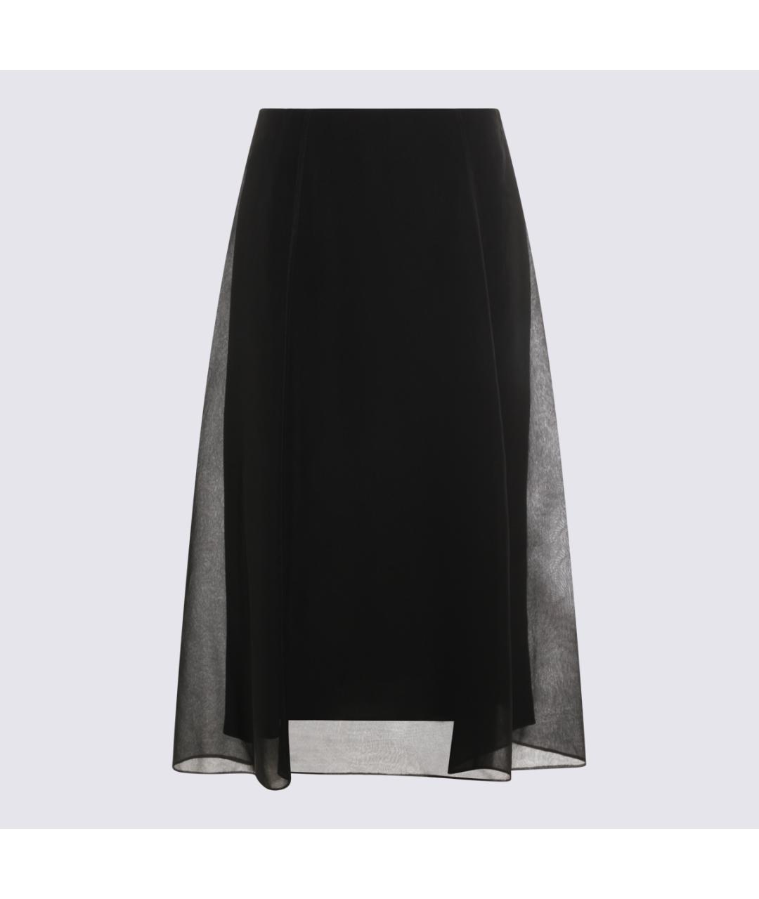 BRUNELLO CUCINELLI Черная шелковая юбка миди, фото 4