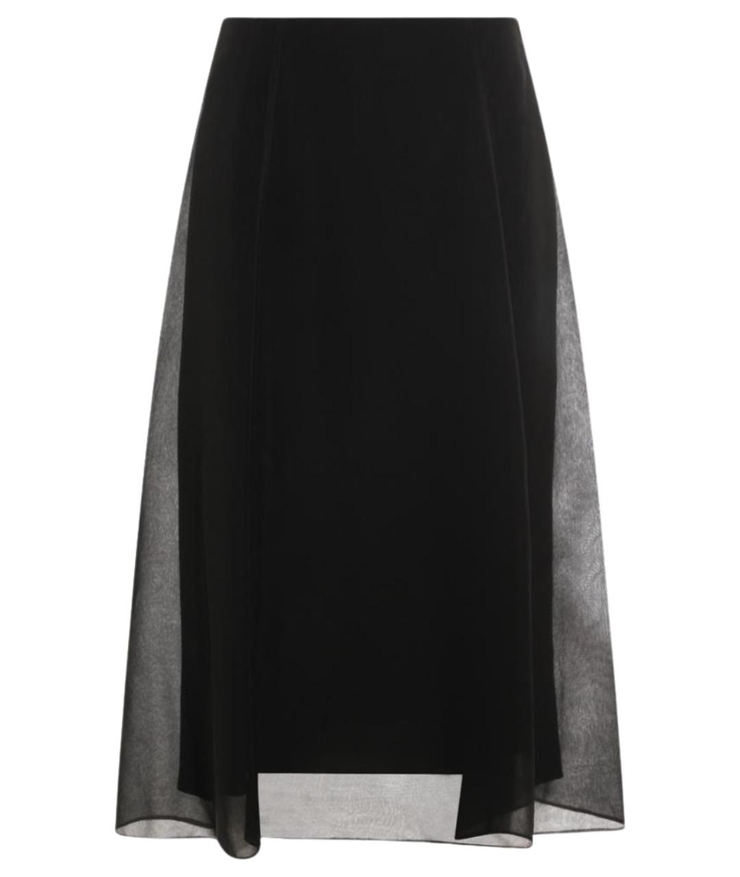 BRUNELLO CUCINELLI Черная шелковая юбка миди, фото 1