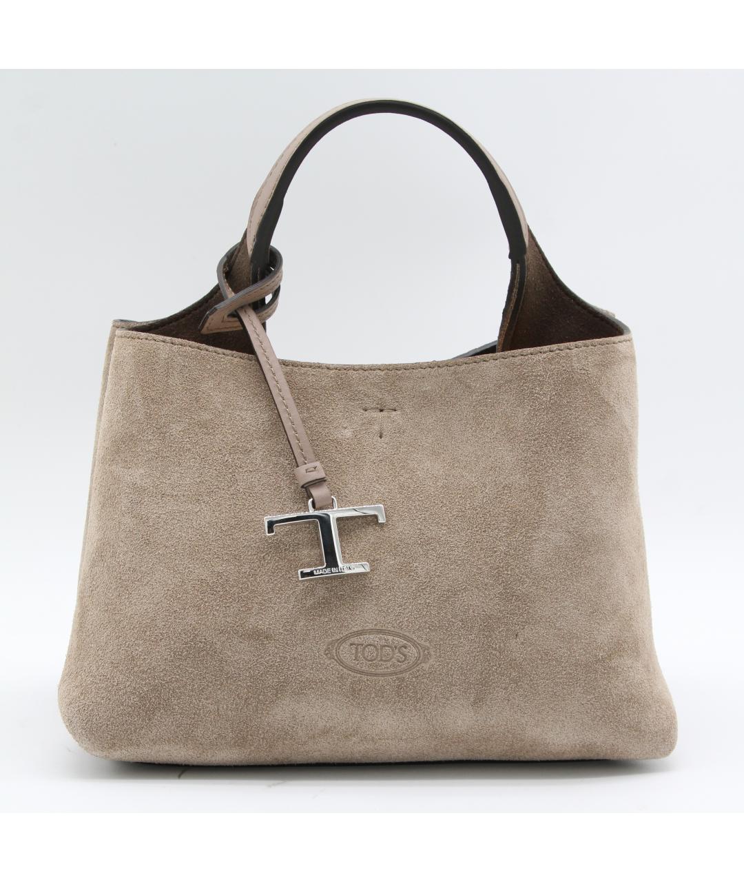 TOD'S Бежевая замшевая сумка тоут, фото 5