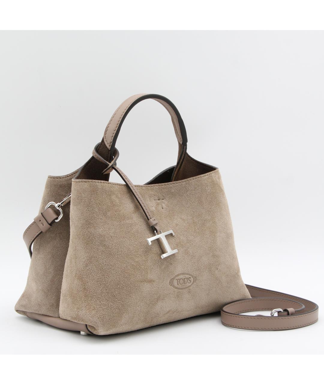 TOD'S Бежевая замшевая сумка тоут, фото 2