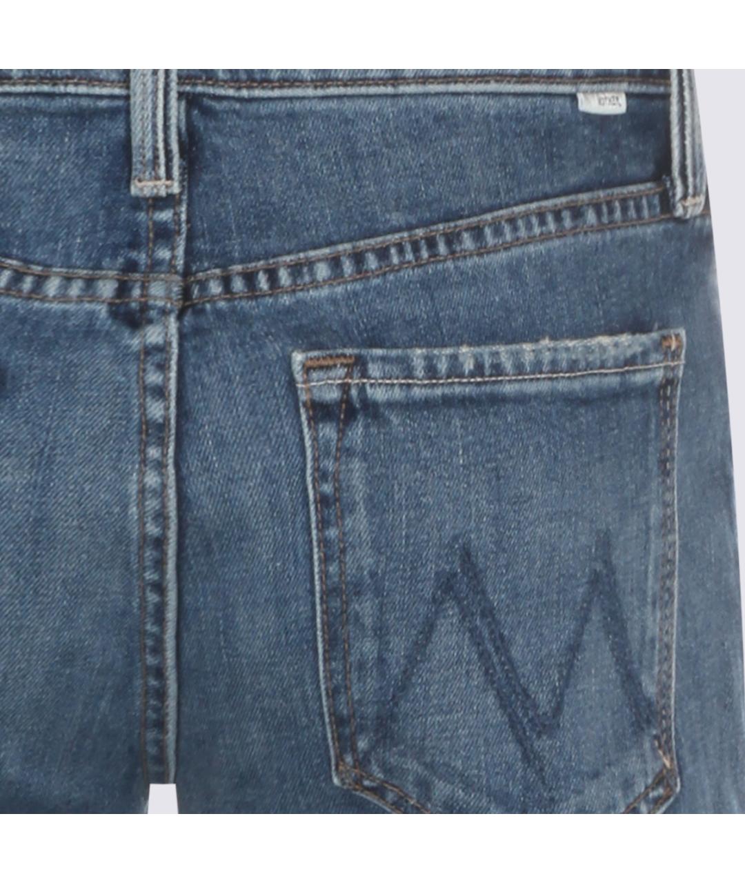 MOTHER Синие хлопковые прямые джинсы, фото 4
