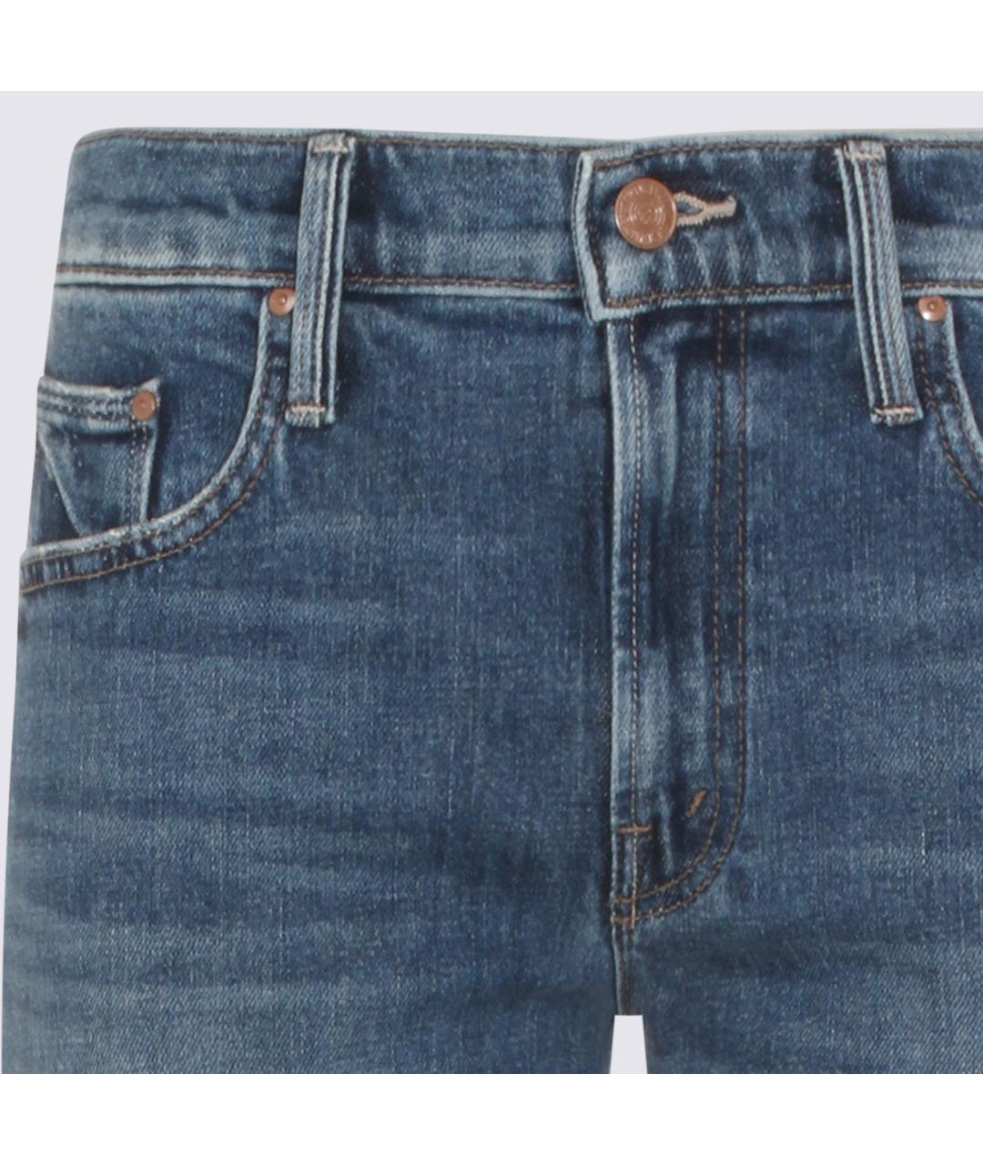 MOTHER Синие хлопковые прямые джинсы, фото 3