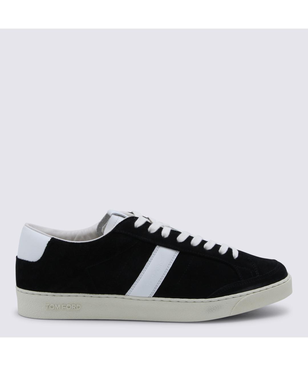 TOM FORD Черные кожаные низкие кроссовки / кеды, фото 5