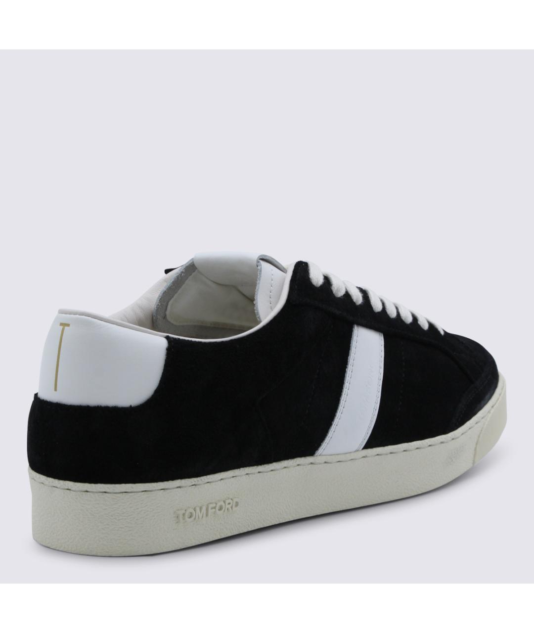 TOM FORD Черные кожаные низкие кроссовки / кеды, фото 3