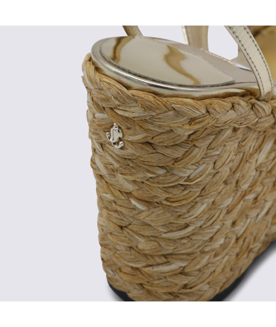 JIMMY CHOO Золотые кожаные босоножки, фото 4