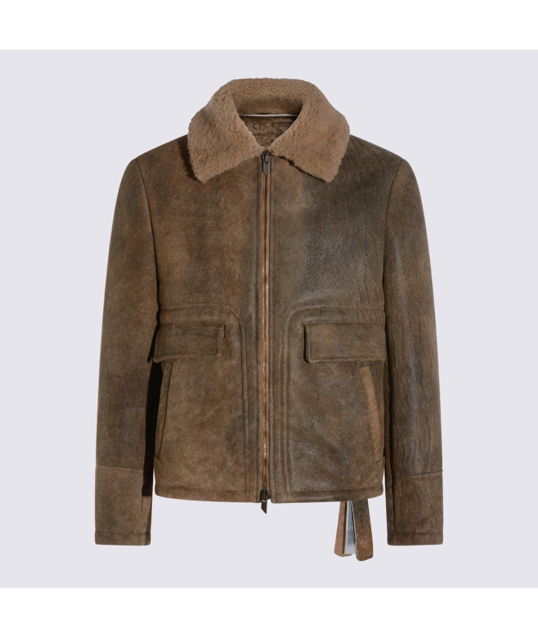 SALVATORE SANTORO Коричневая кожаная куртка, фото 5