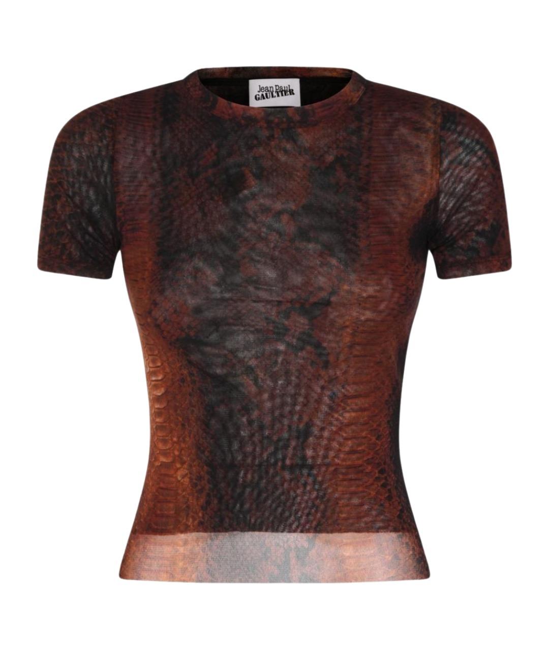 JEAN PAUL GAULTIER Коричневая полиамидовая футболка, фото 1