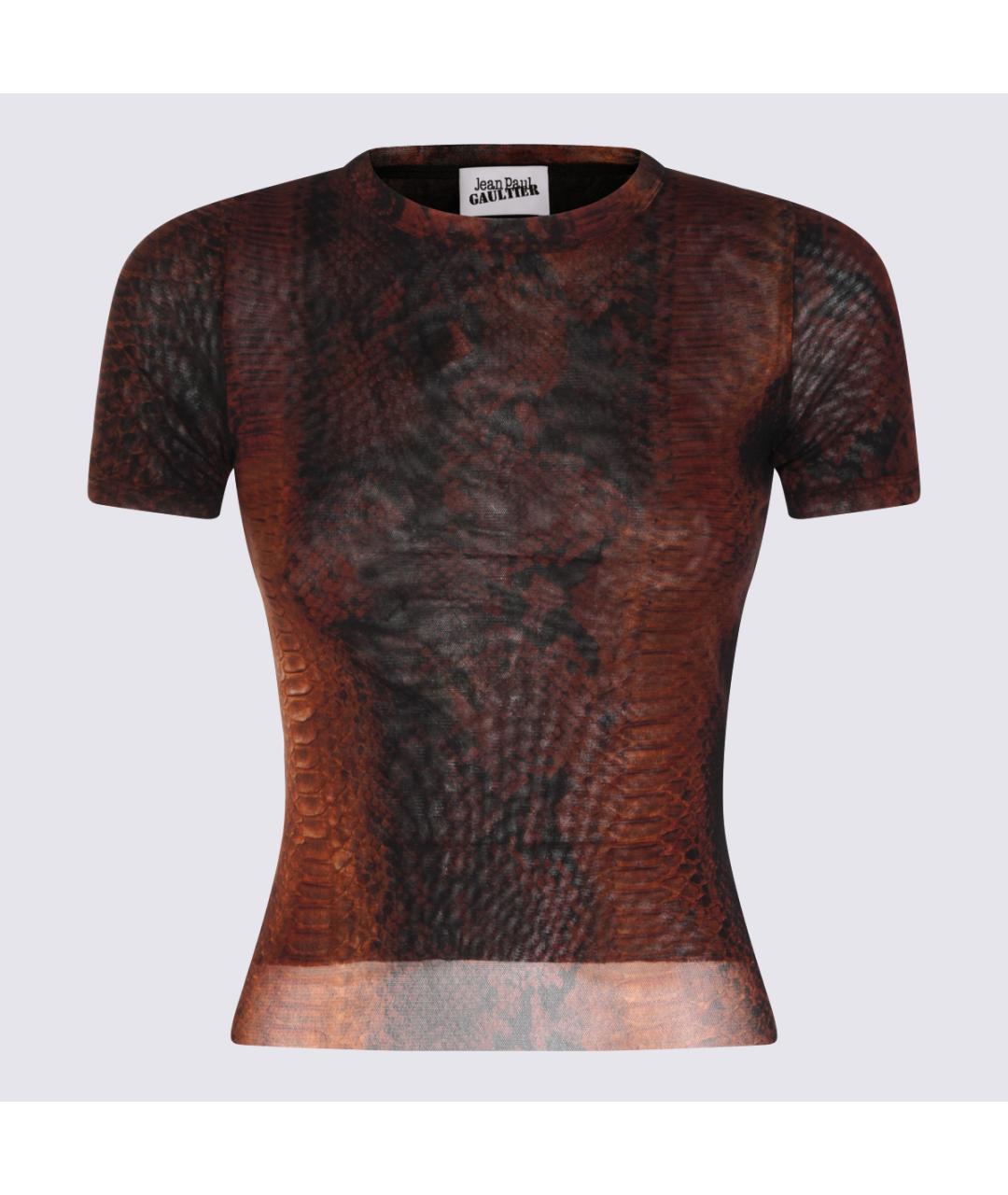 JEAN PAUL GAULTIER Коричневая полиамидовая футболка, фото 4