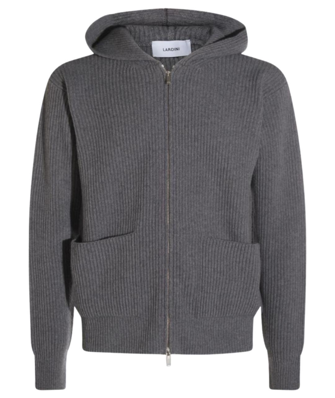 LARDINI Серый шерстяной кардиган, фото 1