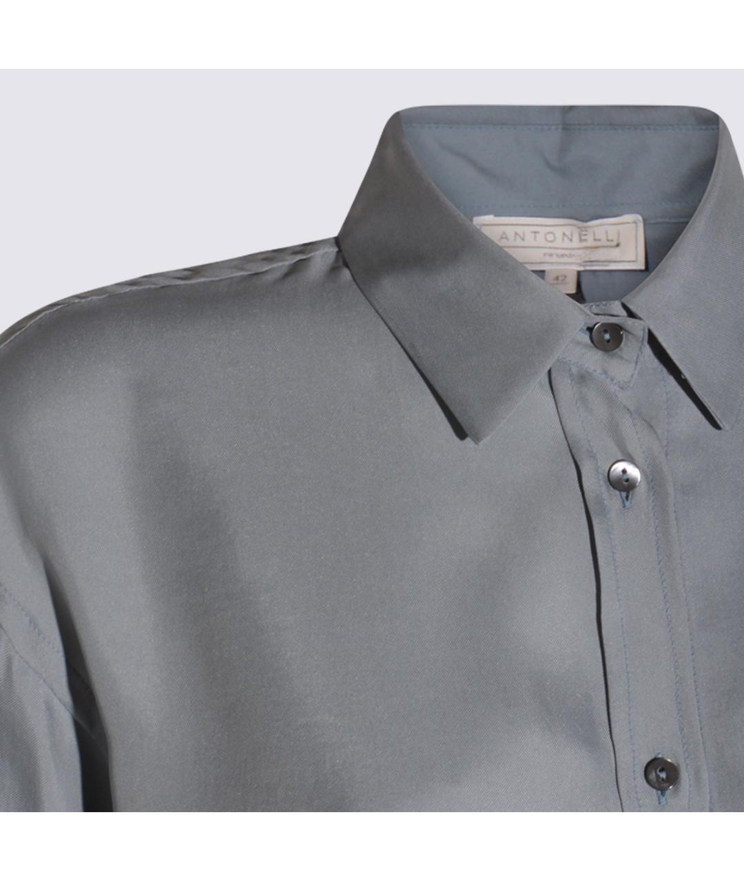 ANTONELLI FIRENZE Голубая шелковая рубашка, фото 3