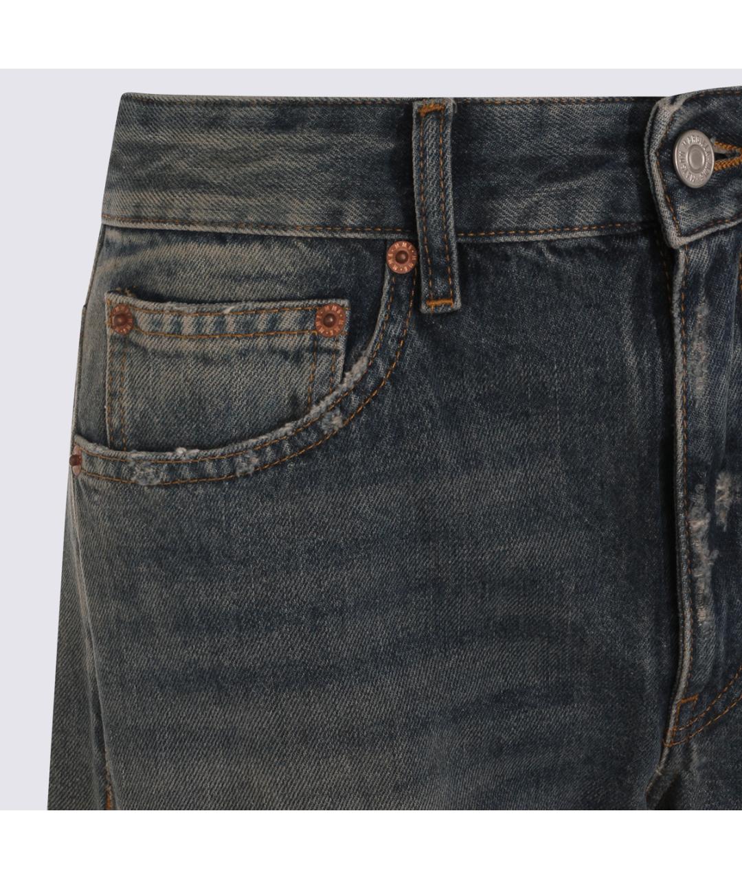 MM6 MAISON MARGIELA Синие хлопковые джинсы клеш, фото 3