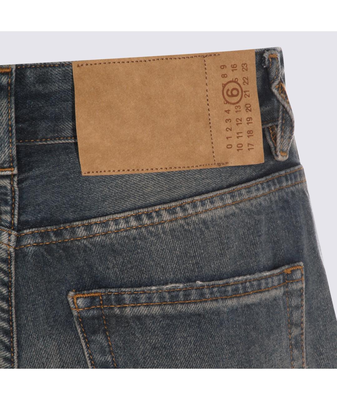 MM6 MAISON MARGIELA Синие хлопковые джинсы клеш, фото 5