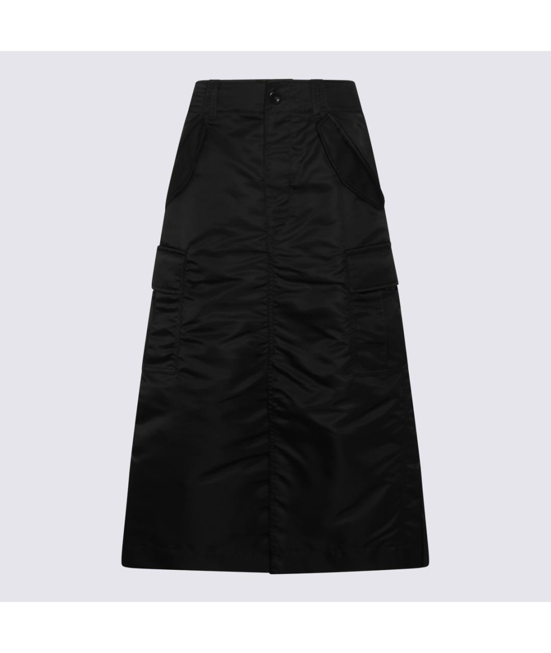 SACAI Черная синтетическая юбка миди, фото 4