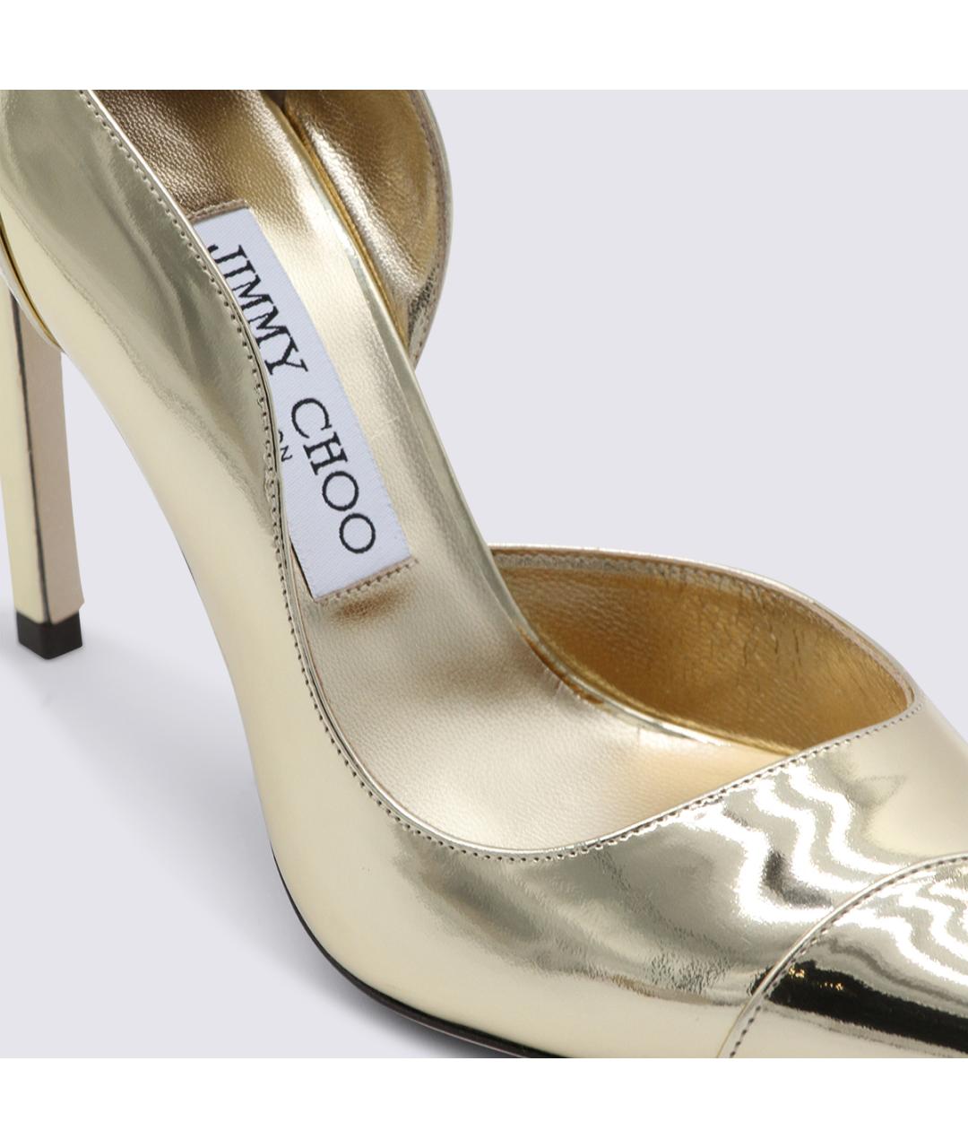 JIMMY CHOO Золотые кожаные туфли, фото 4