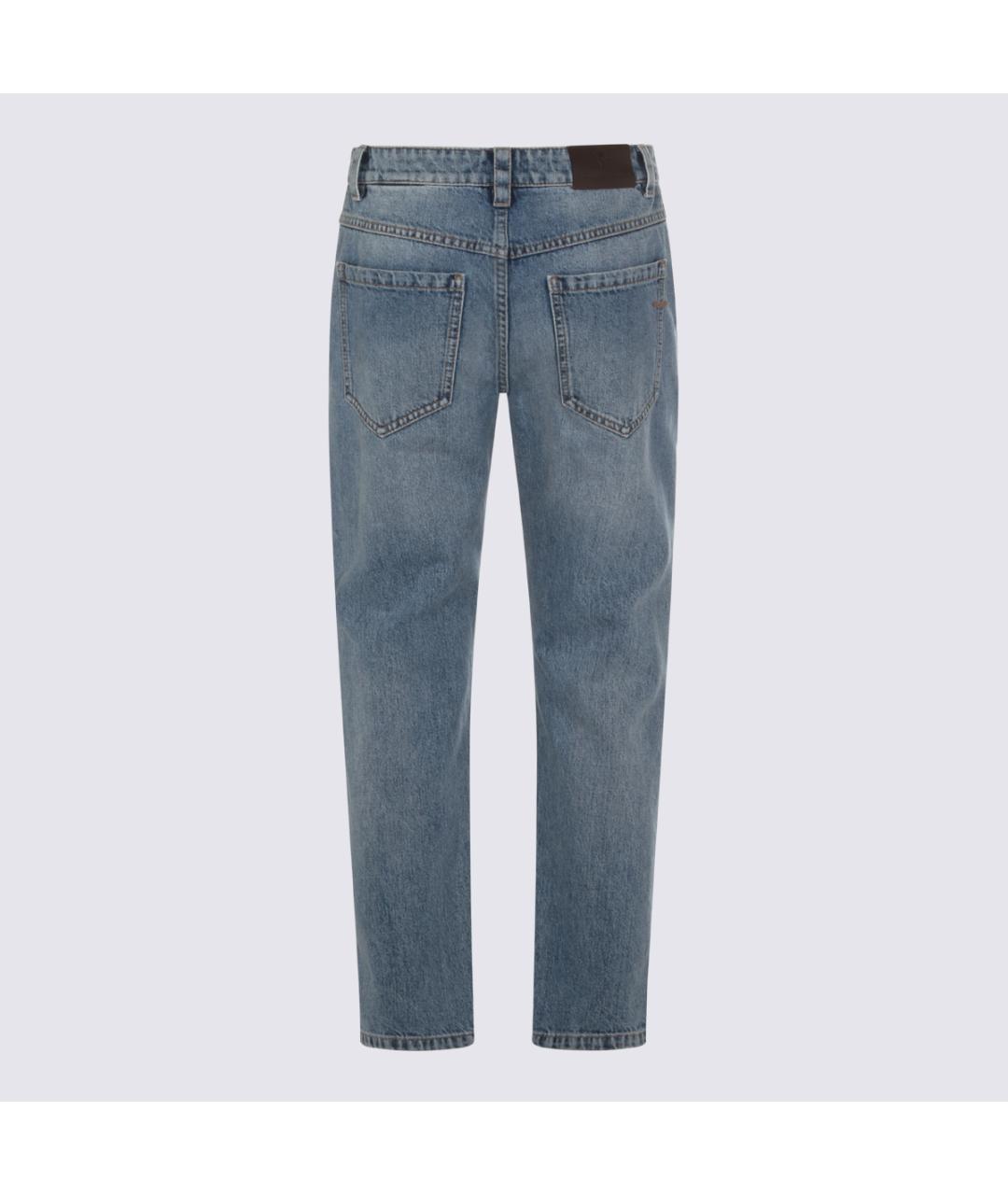 BRUNELLO CUCINELLI Синие хлопковые прямые джинсы, фото 2