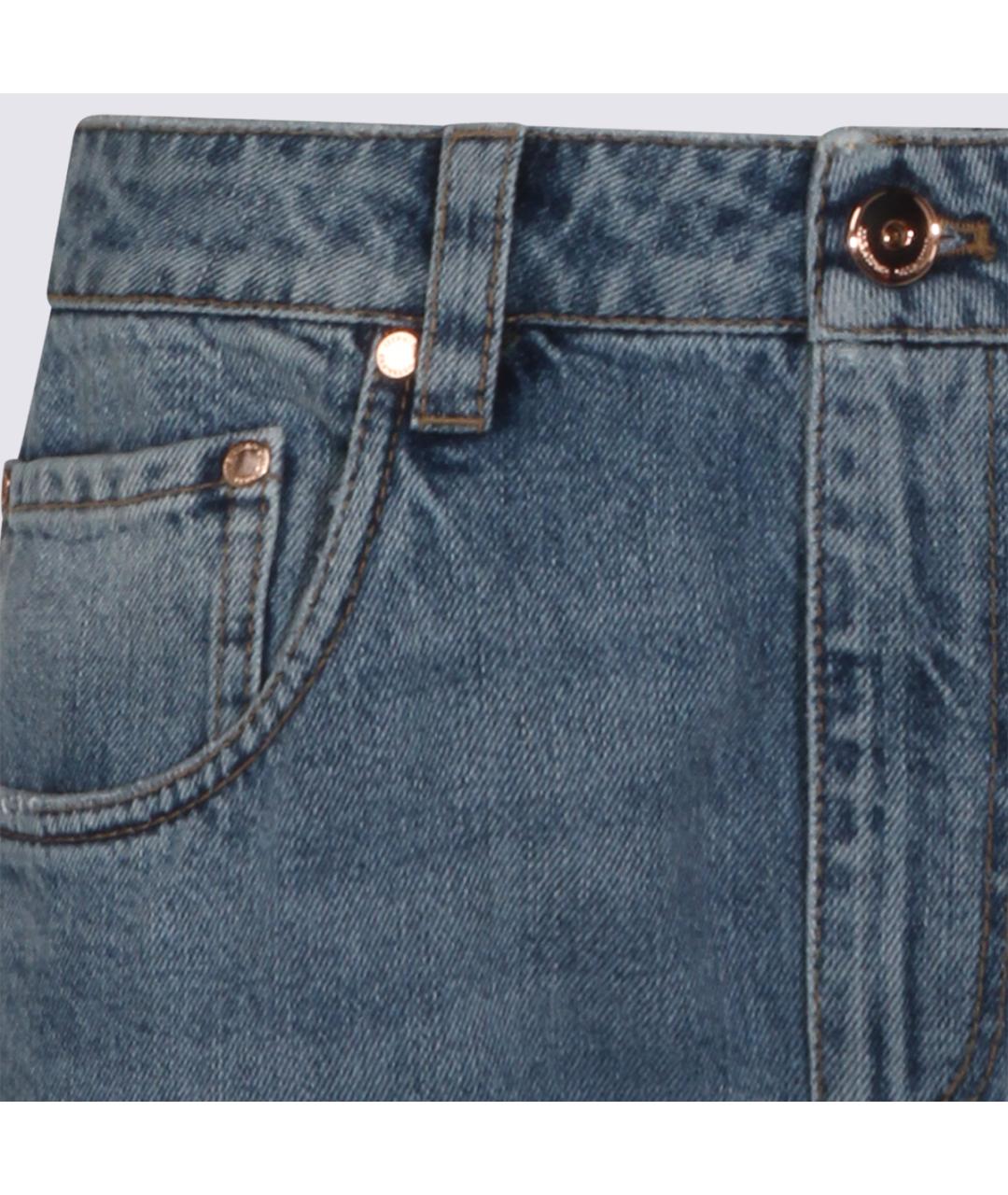 BRUNELLO CUCINELLI Синие хлопковые прямые джинсы, фото 3