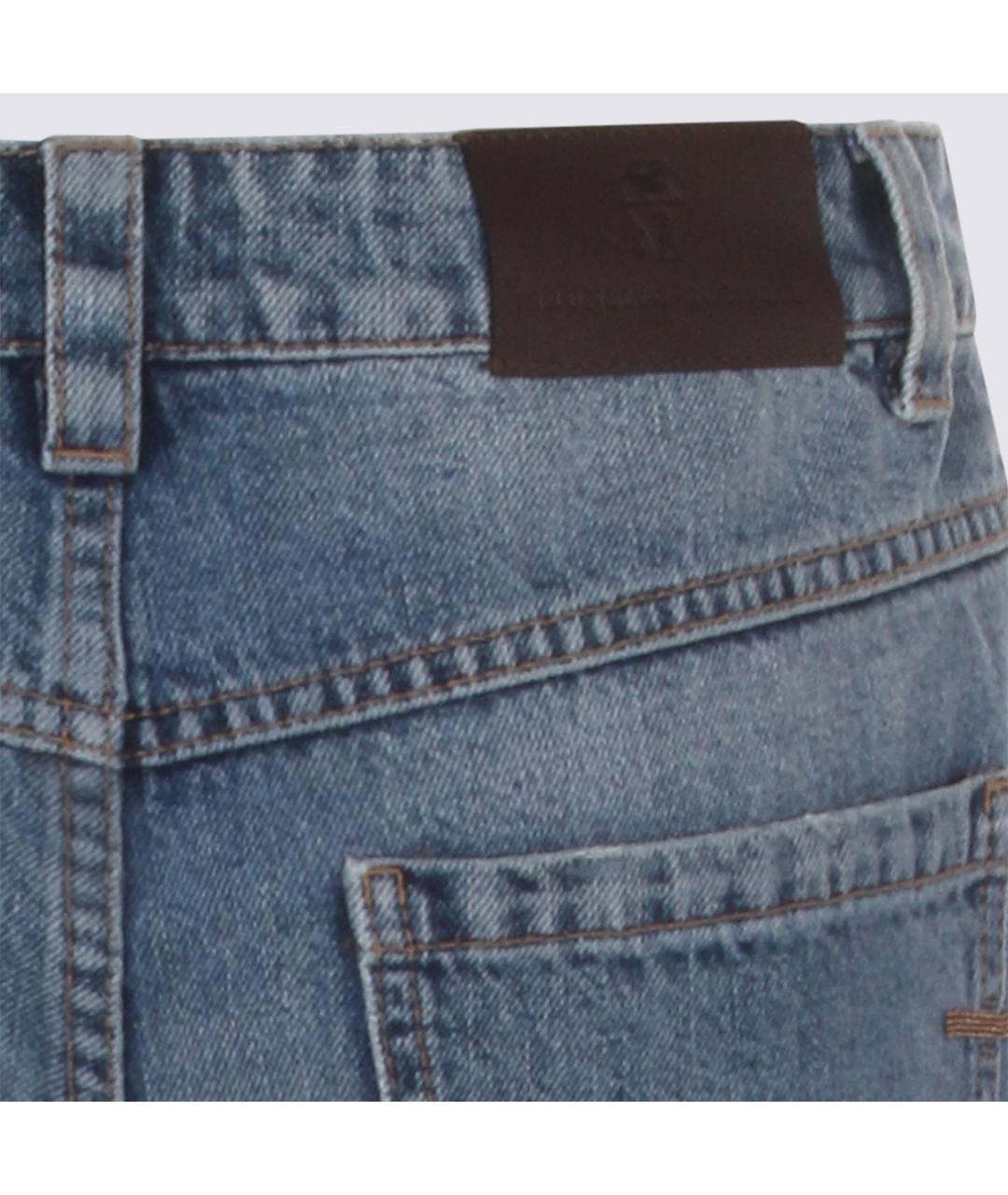 BRUNELLO CUCINELLI Синие хлопковые прямые джинсы, фото 4