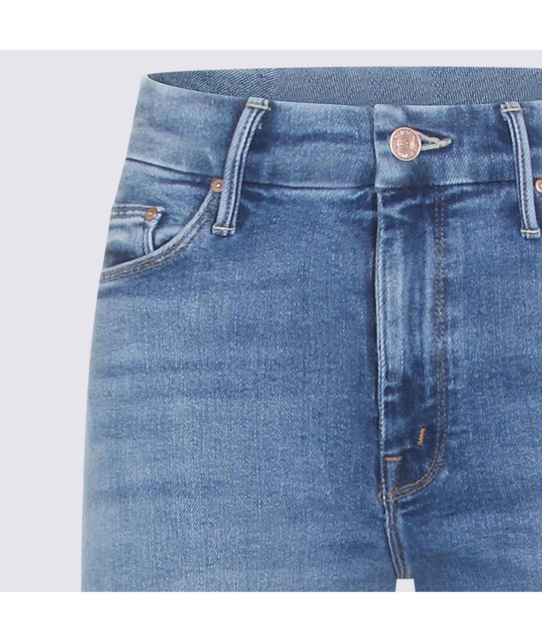 MOTHER Синие хлопковые прямые джинсы, фото 3