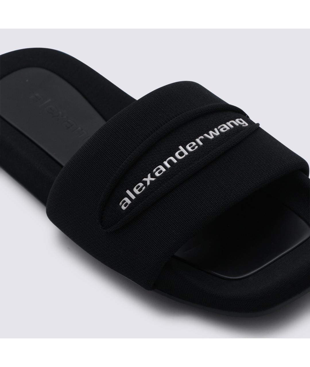 ALEXANDER WANG Черные текстильные шлепанцы, фото 4