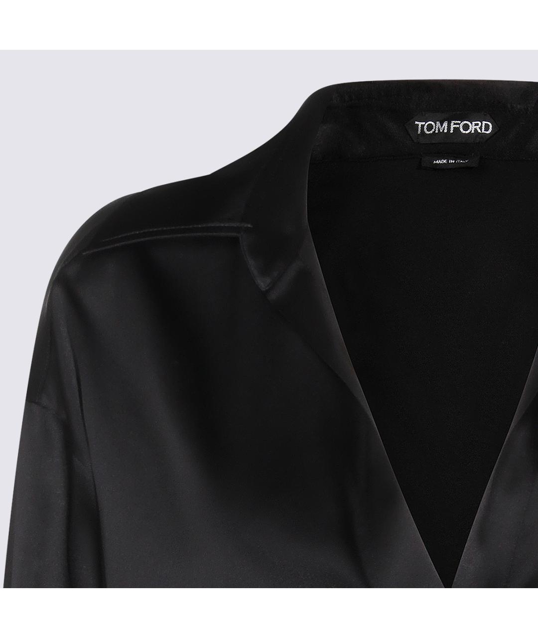 TOM FORD Черная шелковая блузы, фото 4