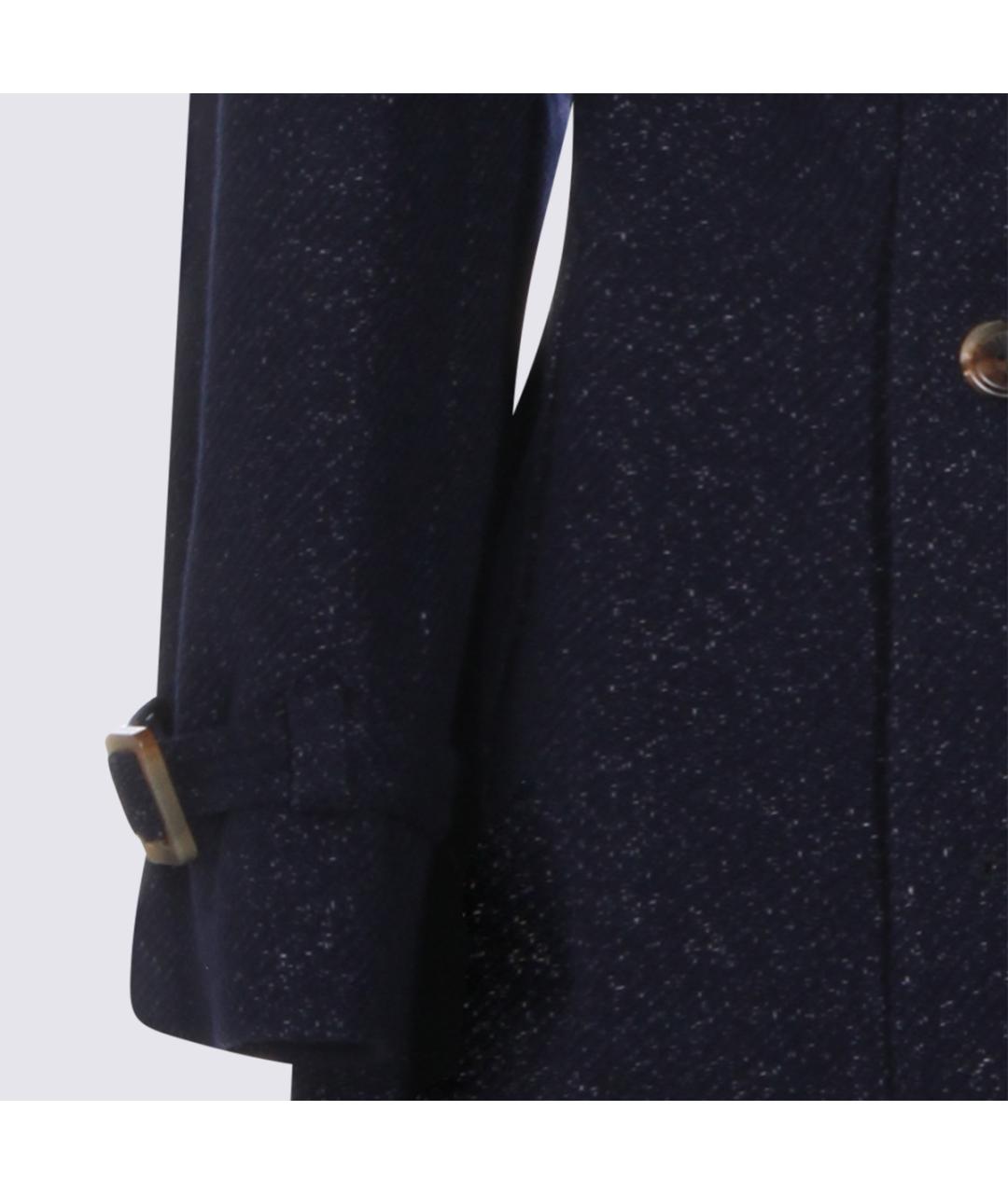 BRUNELLO CUCINELLI Синий шерстяной тренч / плащ, фото 4