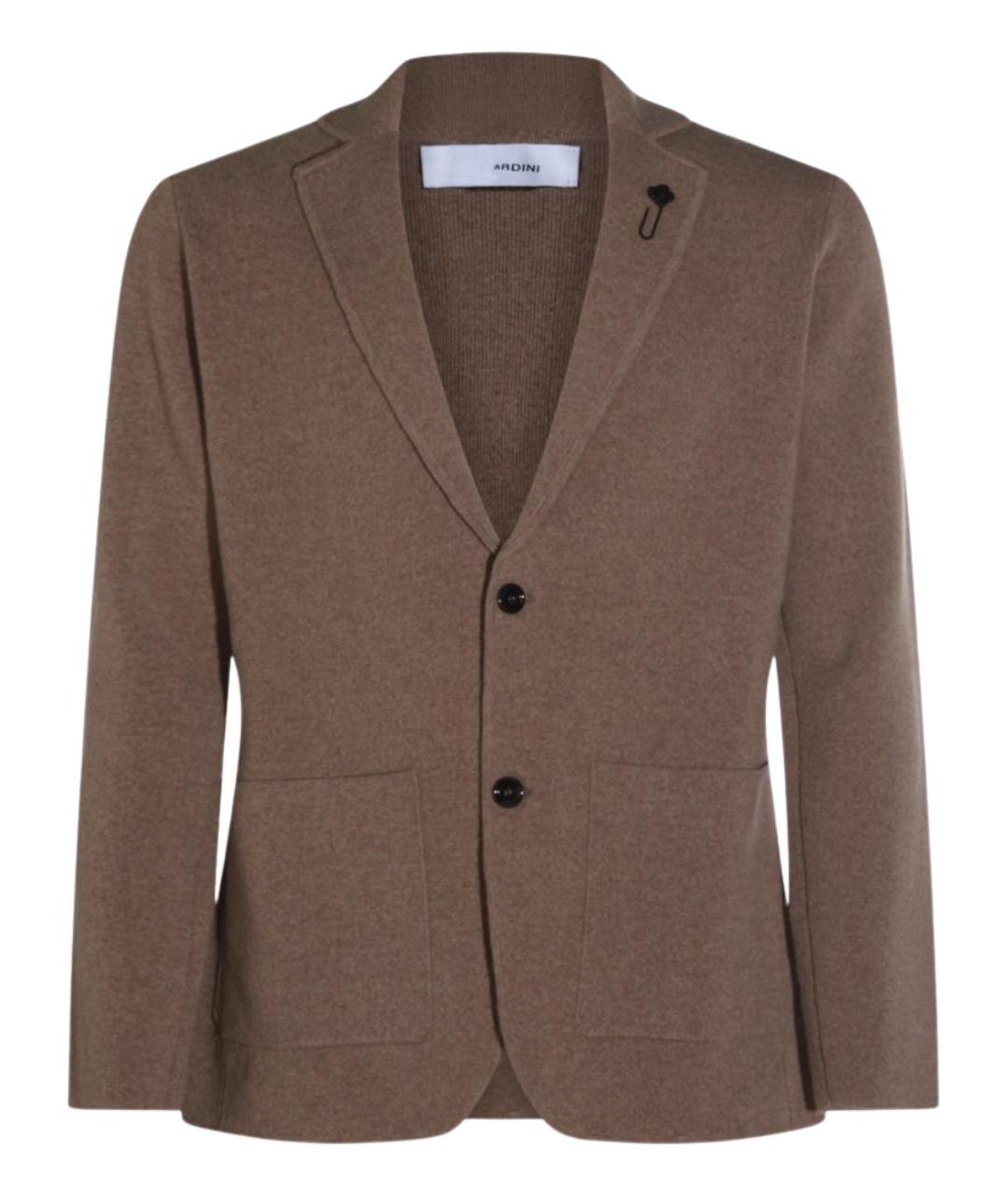 LARDINI Коричневый шерстяной кардиган, фото 1