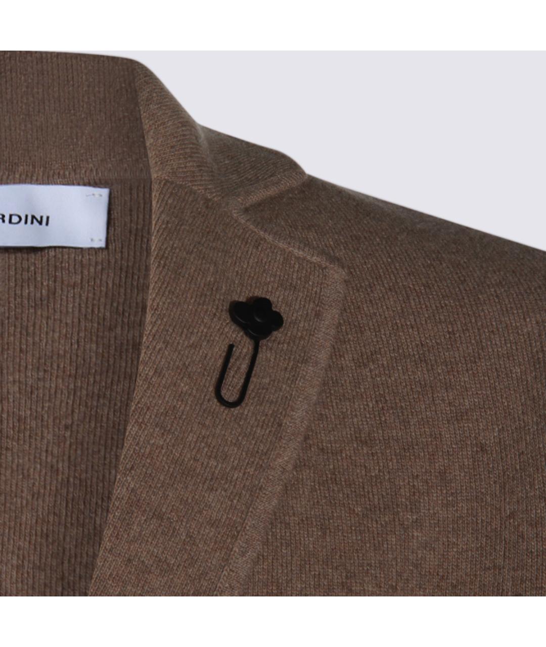LARDINI Коричневый шерстяной кардиган, фото 3