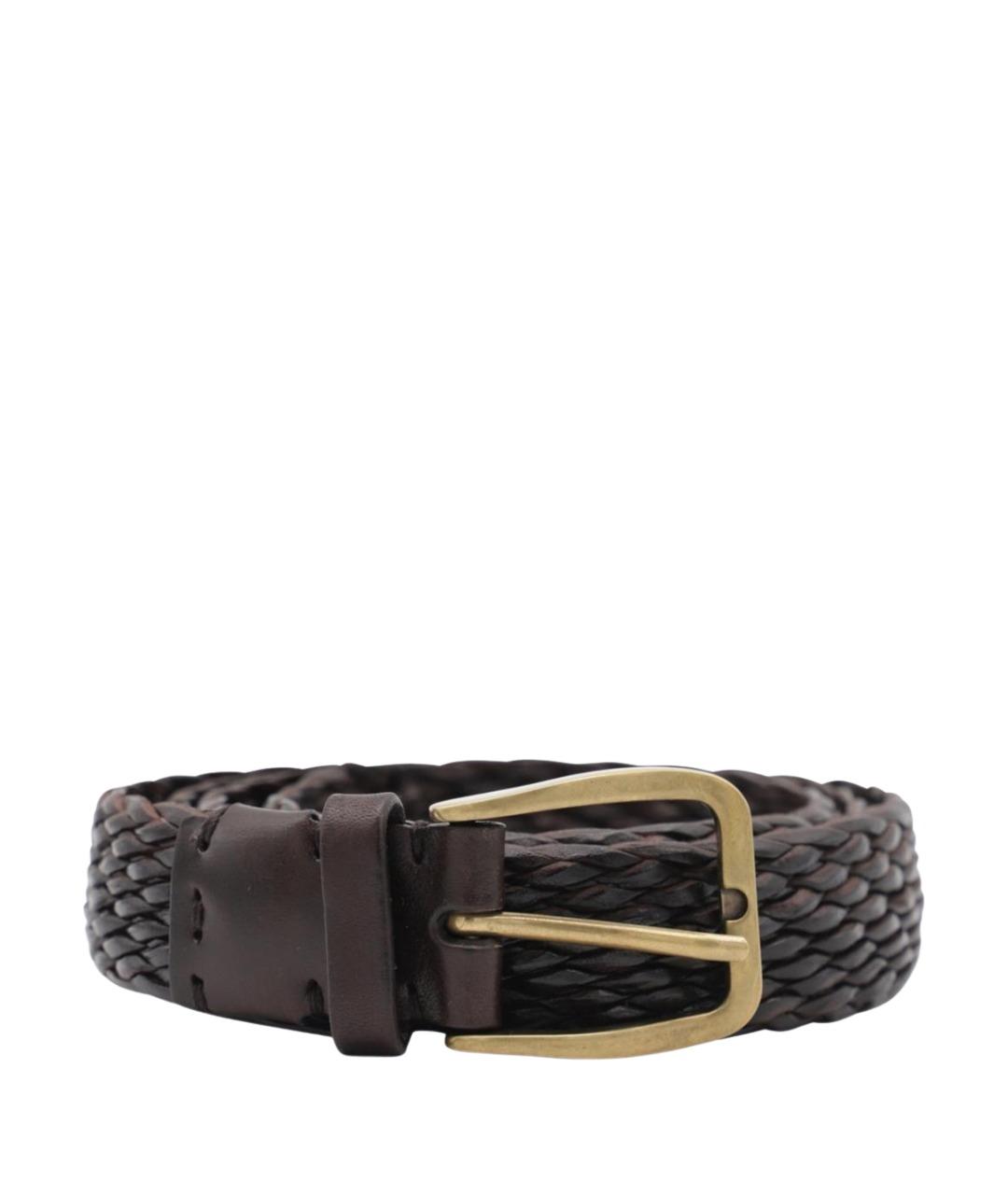 BRUNELLO CUCINELLI Коричневый кожаный ремень, фото 1