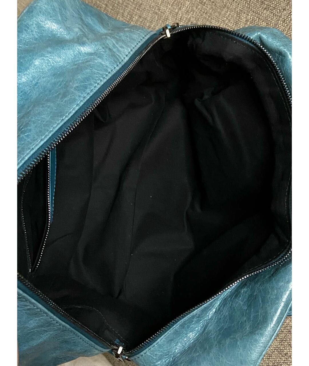BALENCIAGA Голубая кожаная сумка тоут, фото 3
