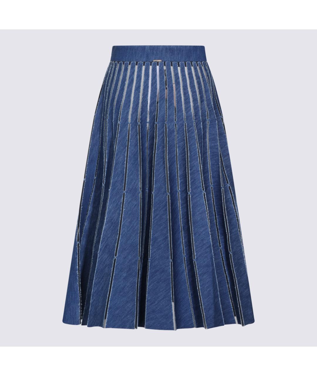 TWIN-SET Синяя хлопковая юбка миди, фото 2