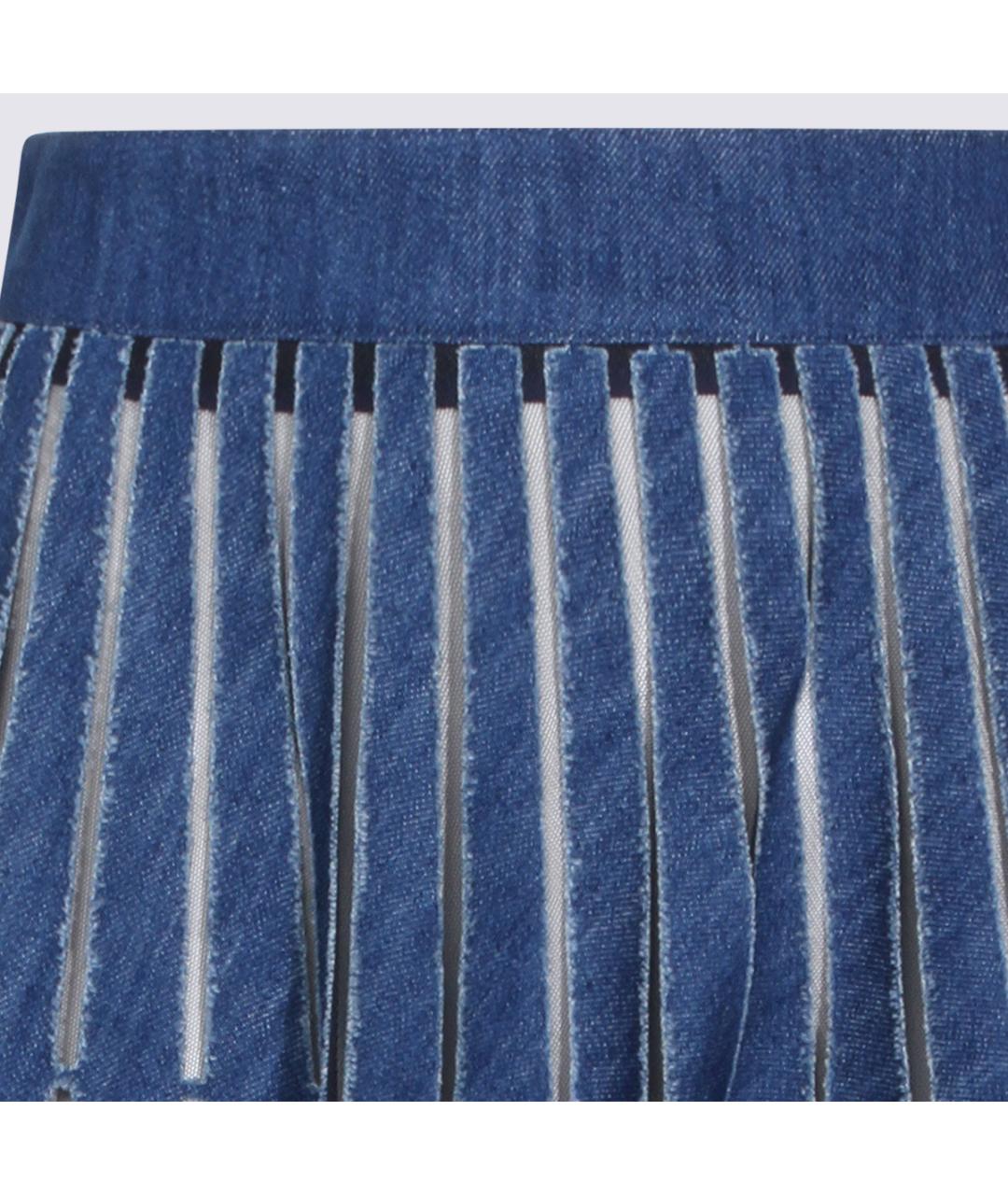 TWIN-SET Синяя хлопковая юбка миди, фото 3
