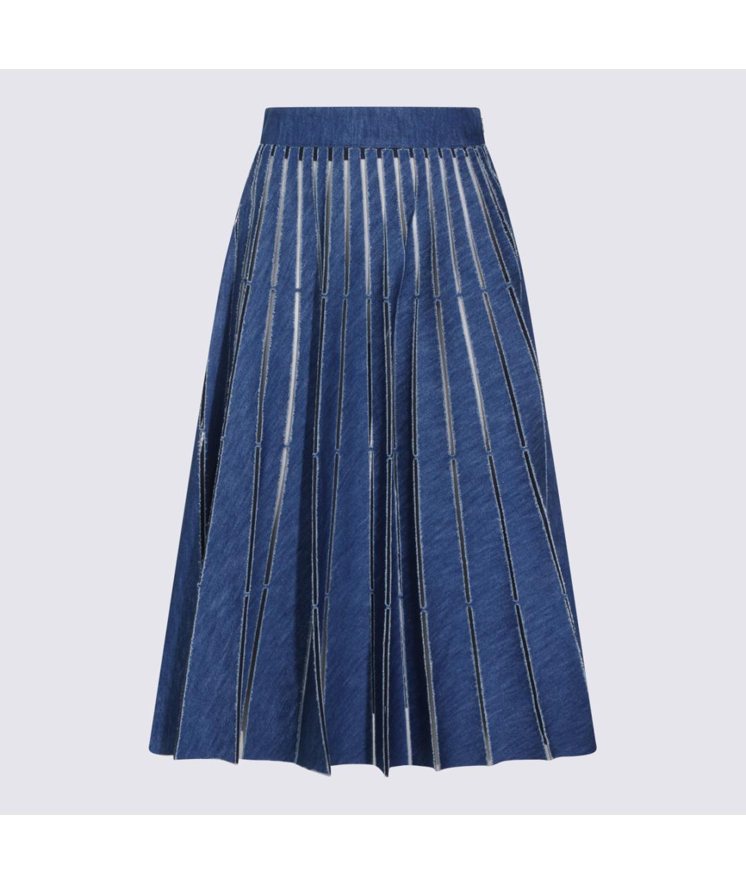 TWIN-SET Синяя хлопковая юбка миди, фото 4