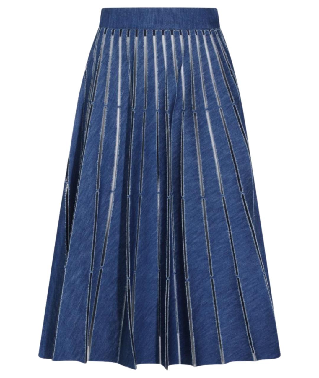 TWIN-SET Синяя хлопковая юбка миди, фото 1