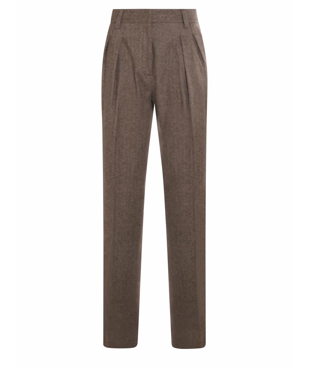 ANTONELLI FIRENZE Коричневые атласные прямые брюки, фото 1