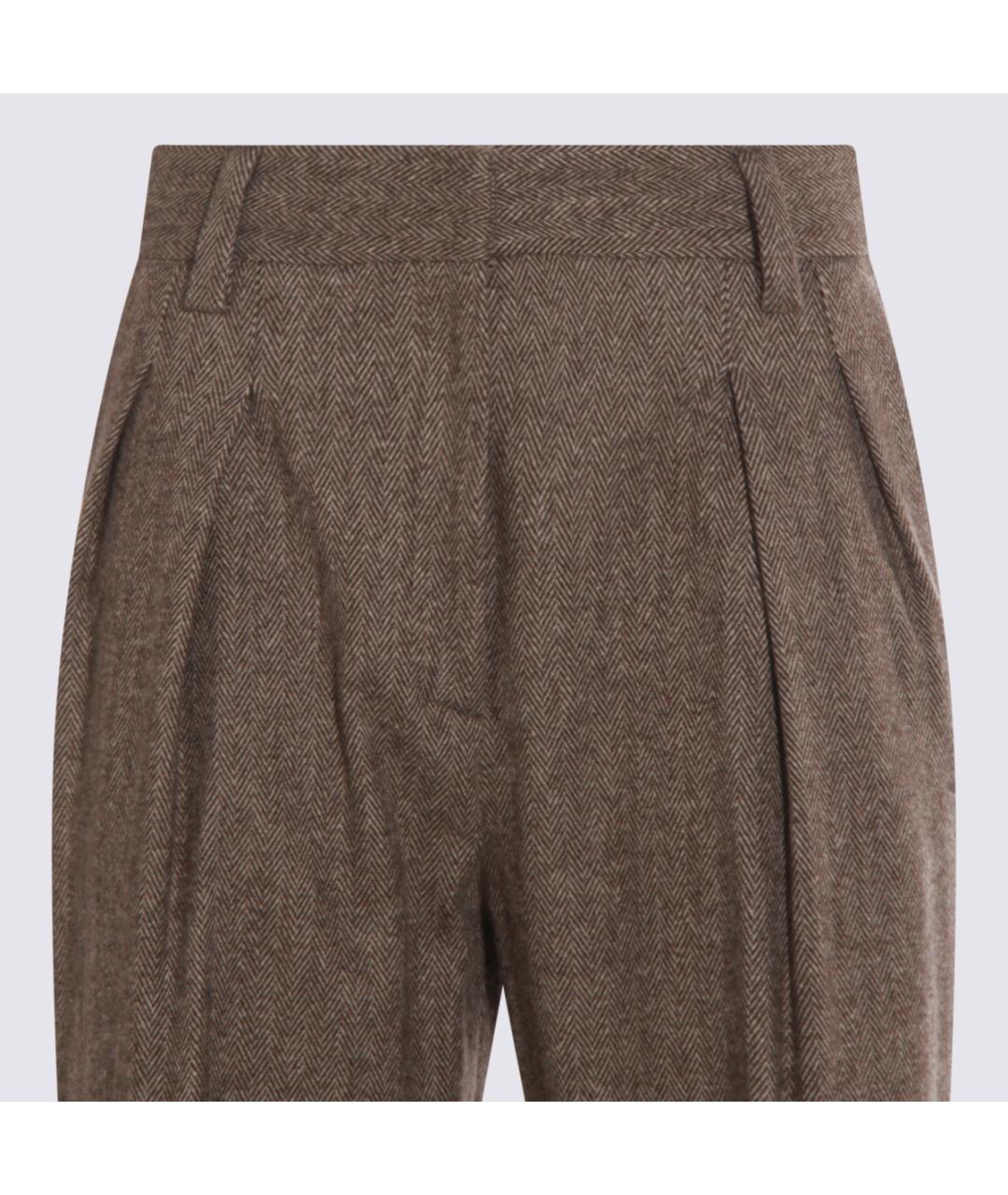 ANTONELLI FIRENZE Коричневые атласные прямые брюки, фото 3