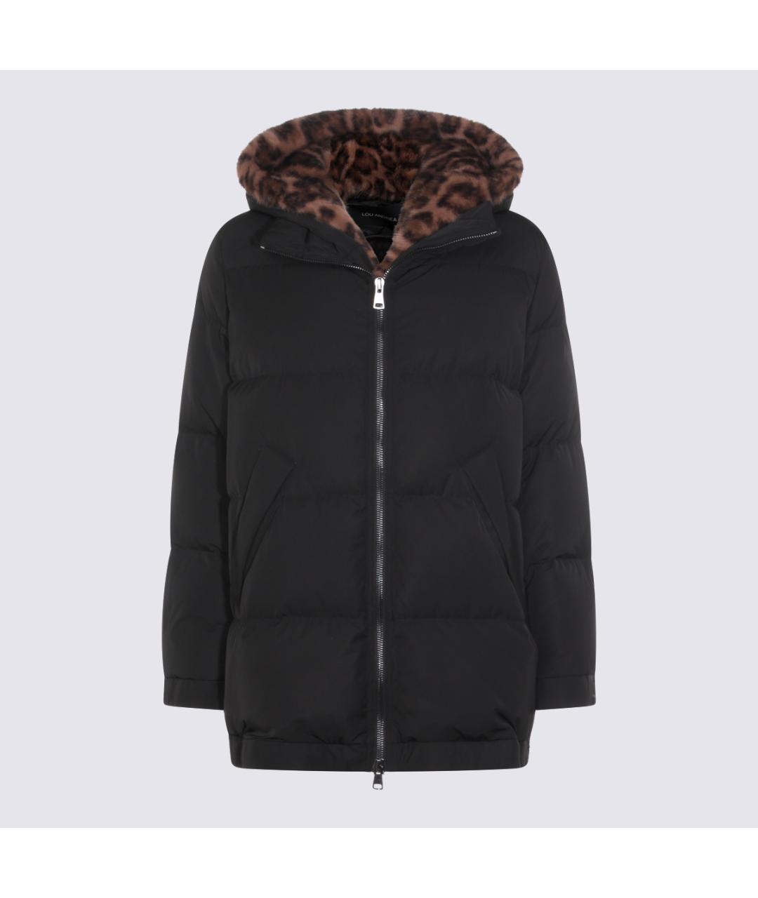 LOU ANDREA Черный полиэстеровый пуховик, фото 5